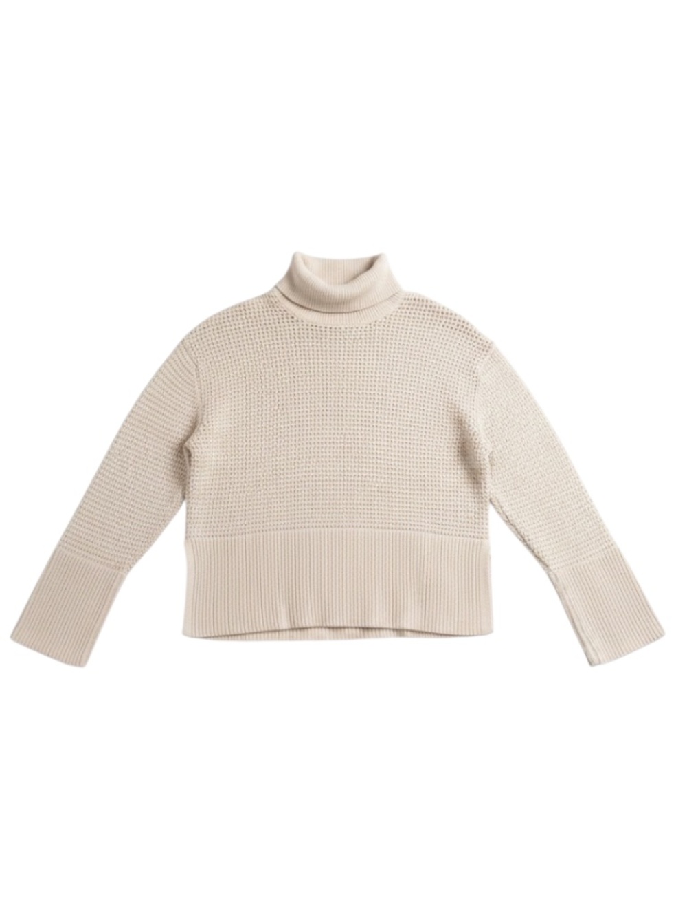 GAP Tall Small Cream 100% Cotton Crochet Turtleneck Sweater